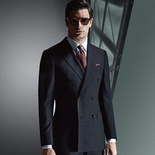 藏青色格紋輕奢商務套裝